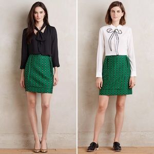 Anthropologie Garden Glitter Green HD Paris Skirt